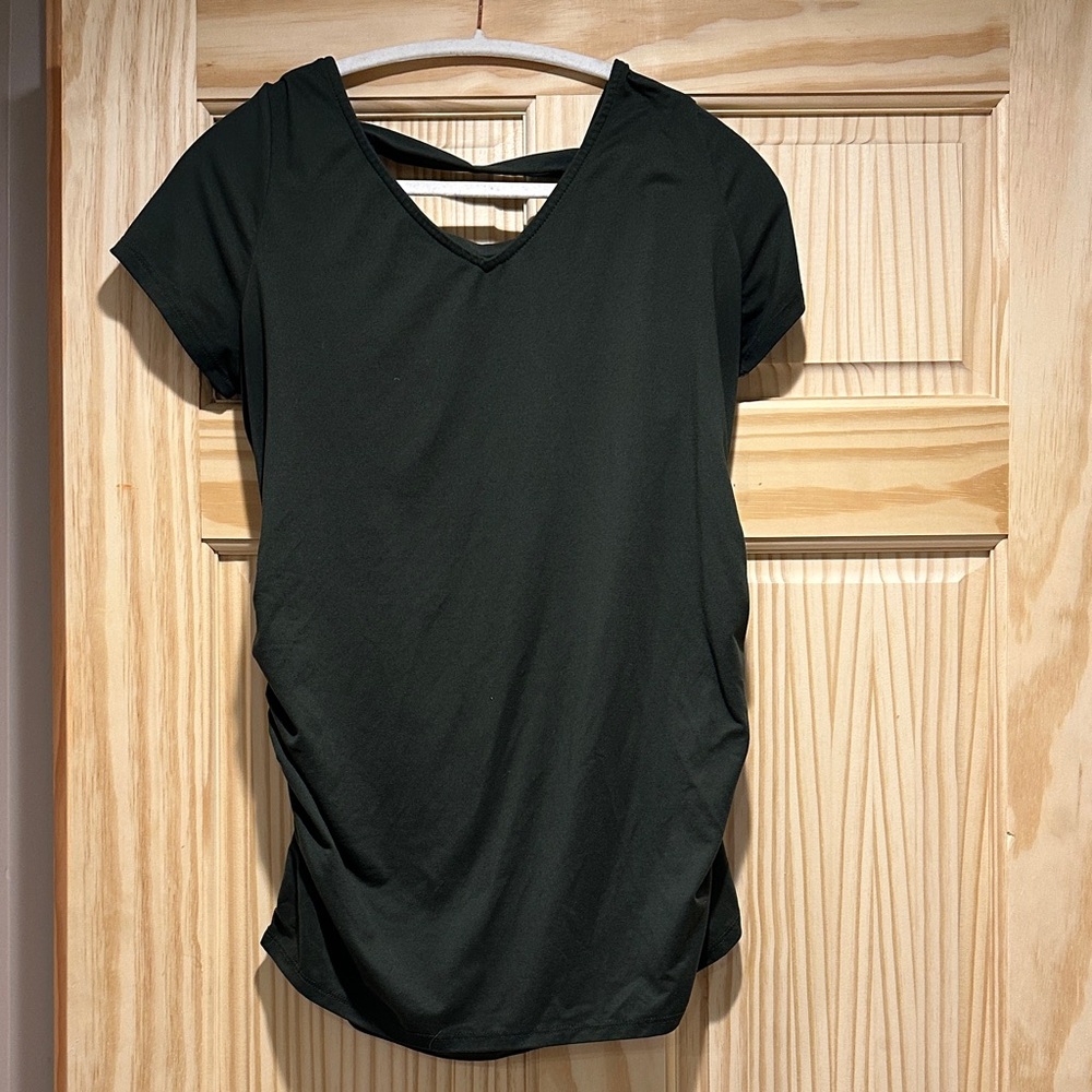 Full Moon Maternity Olive Green V-Neck Women's Top